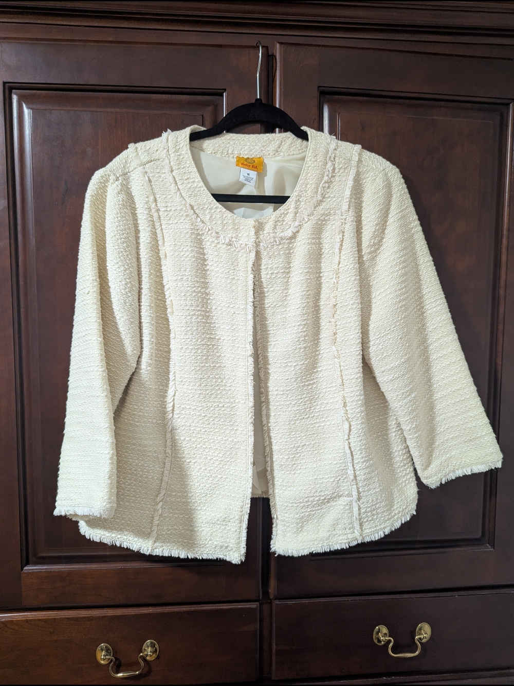 Ruby Rd. Cream Textured Open-Front Bouclé Jacket
